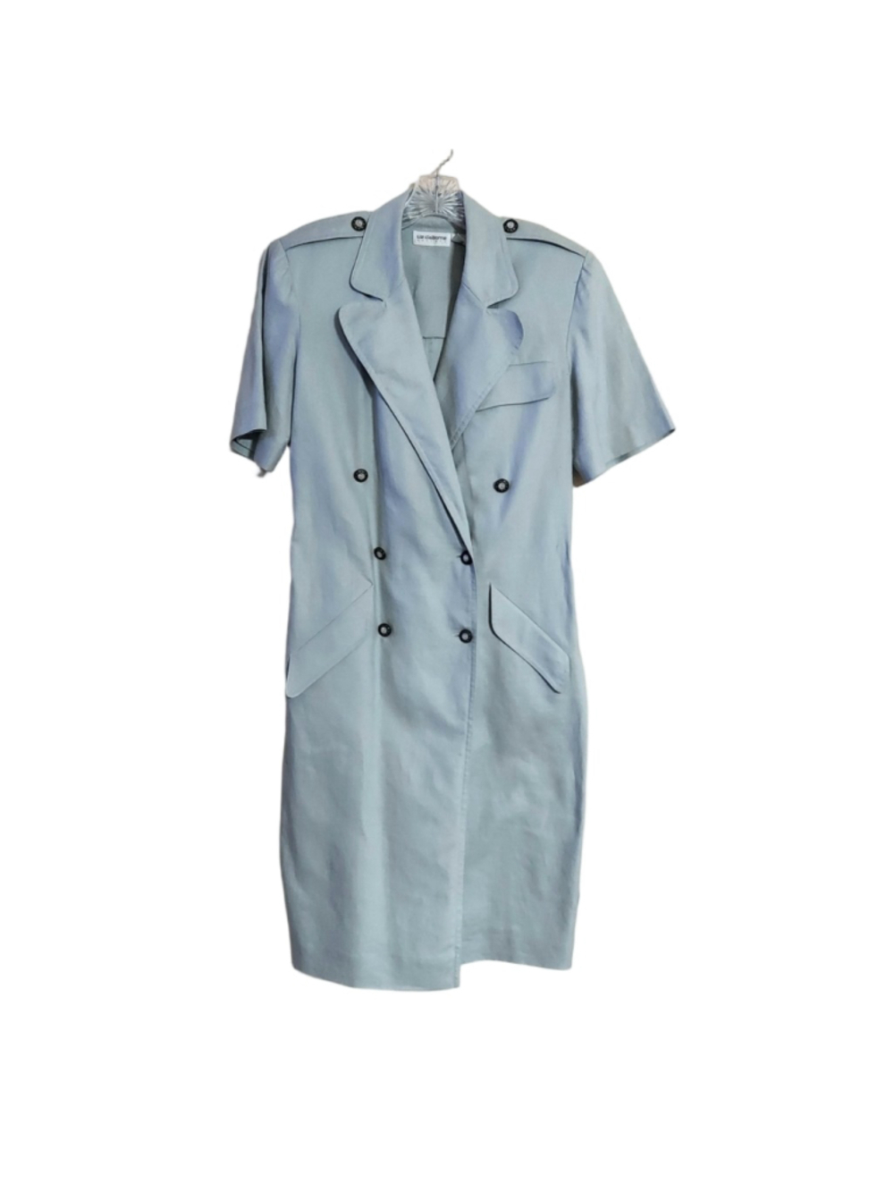 Liz Claiborne Women's Vintage 100% Linen Light Green Double Breasted Dress - Picture 3 of 10